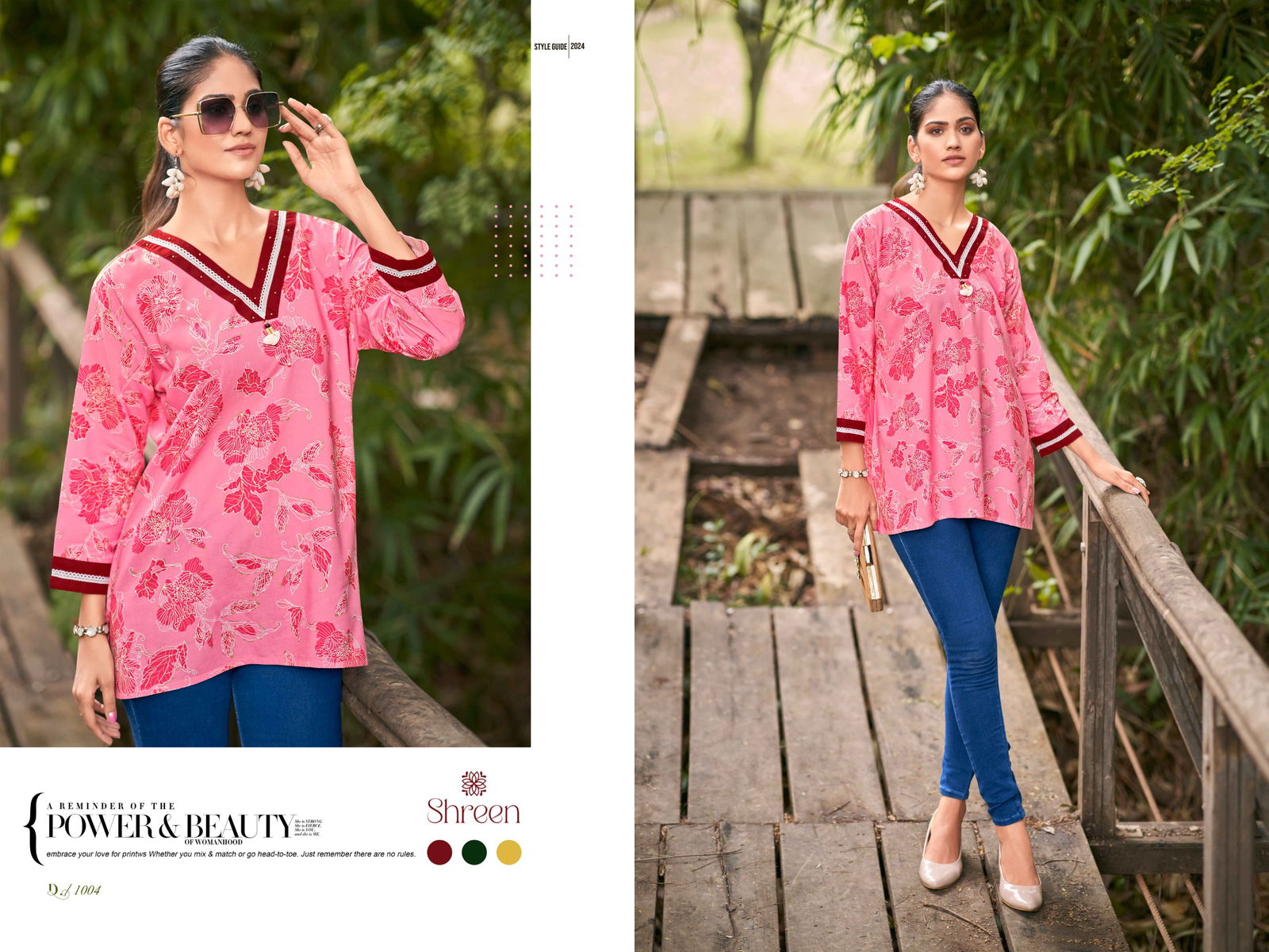 Sofia Vol 1 By Shreen Western Rayon Printed Tunic Ladies Top Wholesalers In India
